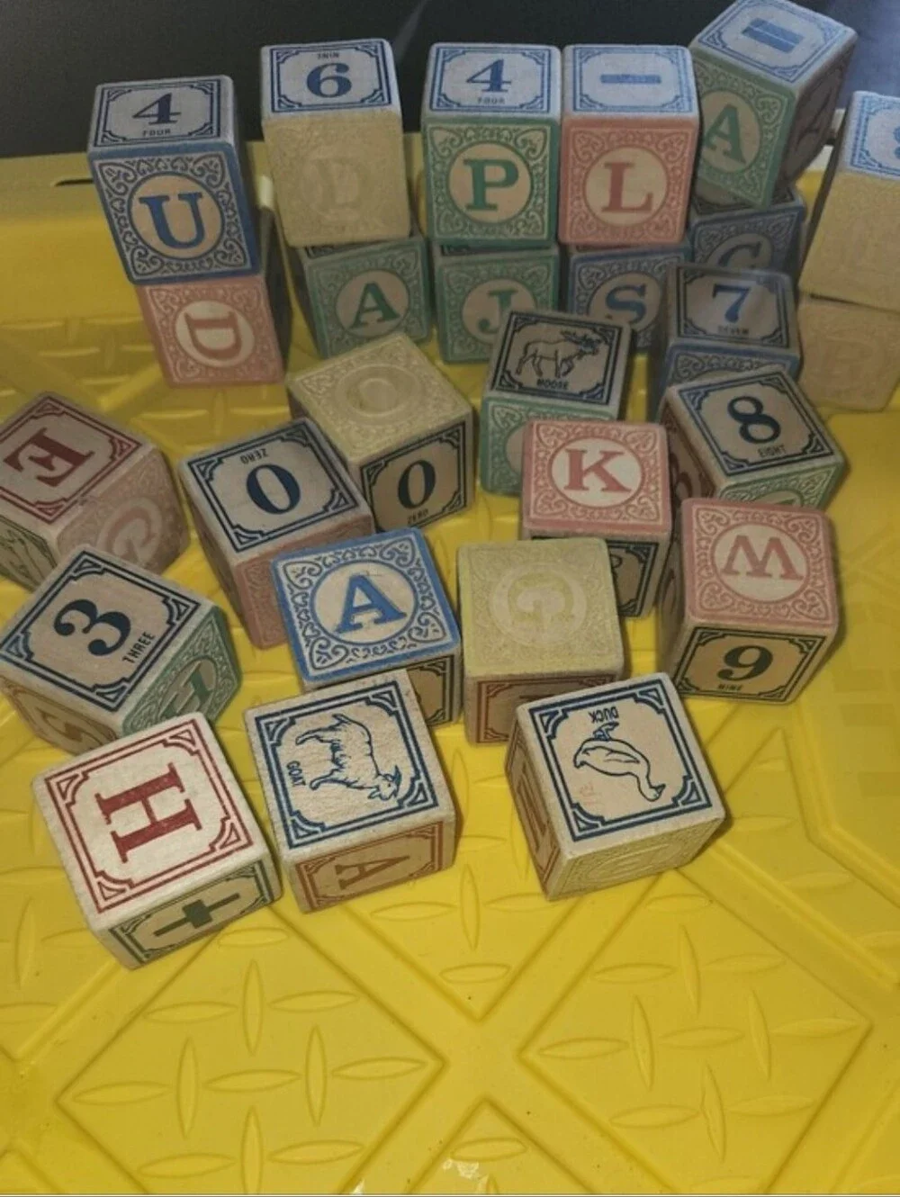 27 Vintage Uncle Goose Classic ABC Blocks handcrafted from Michigan basswood
